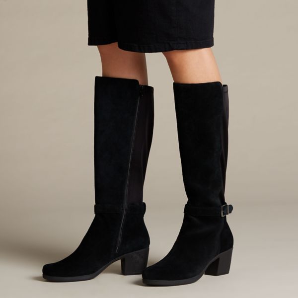 Clarks Womens Un Lindel Hi Knee High Boots Black | UK-326518